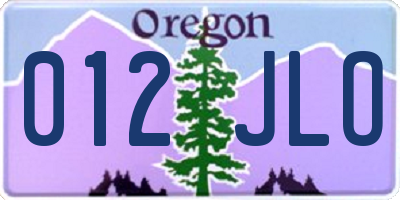 OR license plate 012JLO