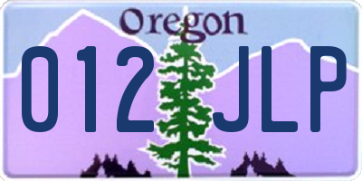 OR license plate 012JLP