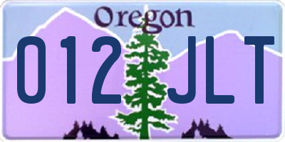 OR license plate 012JLT