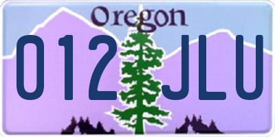 OR license plate 012JLU