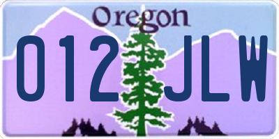OR license plate 012JLW