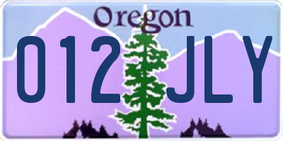 OR license plate 012JLY