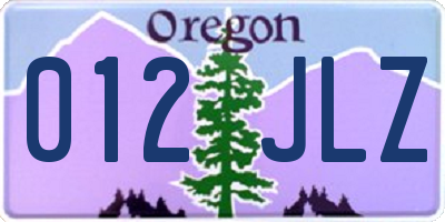 OR license plate 012JLZ