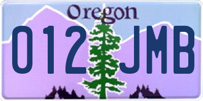 OR license plate 012JMB