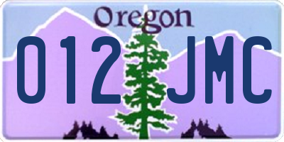 OR license plate 012JMC