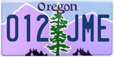 OR license plate 012JME