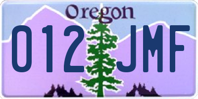 OR license plate 012JMF