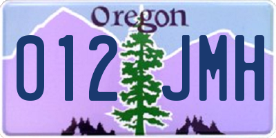 OR license plate 012JMH