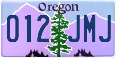 OR license plate 012JMJ