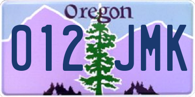 OR license plate 012JMK