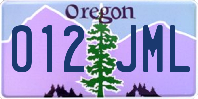 OR license plate 012JML