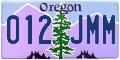 OR license plate 012JMM