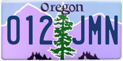OR license plate 012JMN