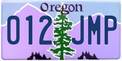 OR license plate 012JMP