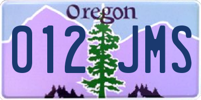 OR license plate 012JMS