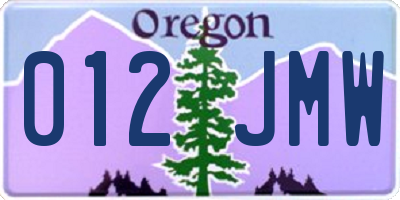 OR license plate 012JMW