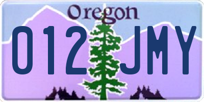OR license plate 012JMY