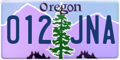 OR license plate 012JNA