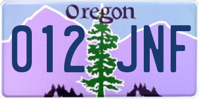 OR license plate 012JNF