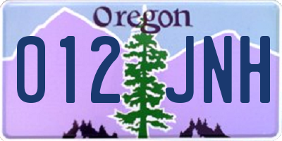 OR license plate 012JNH