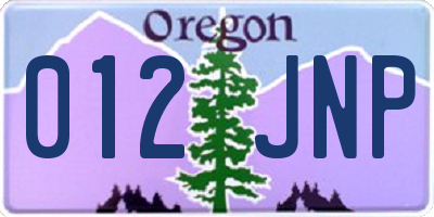OR license plate 012JNP