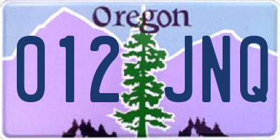 OR license plate 012JNQ