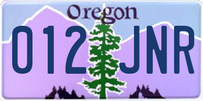OR license plate 012JNR