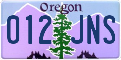 OR license plate 012JNS