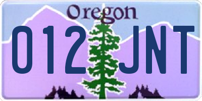 OR license plate 012JNT