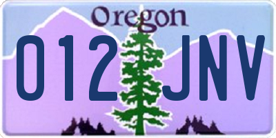 OR license plate 012JNV