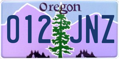 OR license plate 012JNZ