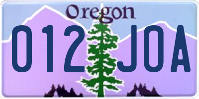 OR license plate 012JOA