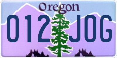OR license plate 012JOG