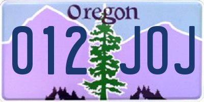 OR license plate 012JOJ