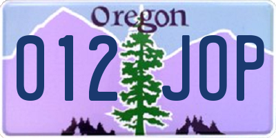 OR license plate 012JOP