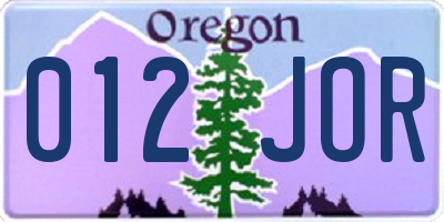 OR license plate 012JOR
