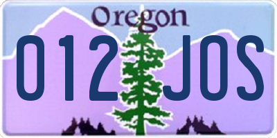 OR license plate 012JOS