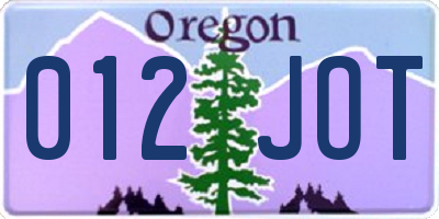 OR license plate 012JOT