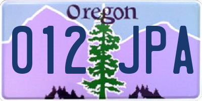 OR license plate 012JPA