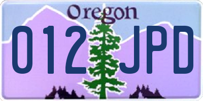 OR license plate 012JPD