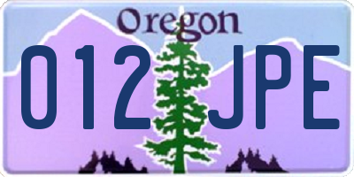 OR license plate 012JPE