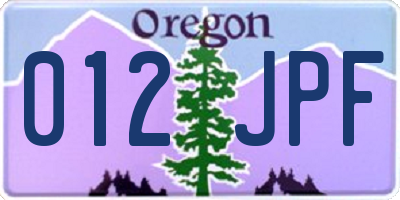OR license plate 012JPF