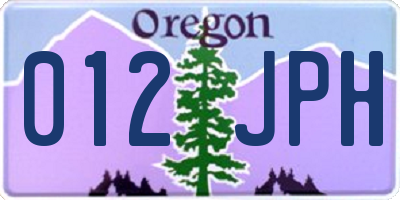 OR license plate 012JPH