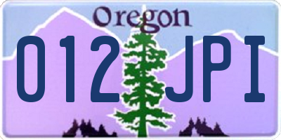 OR license plate 012JPI