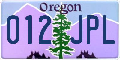 OR license plate 012JPL