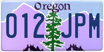 OR license plate 012JPM