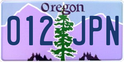 OR license plate 012JPN