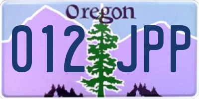 OR license plate 012JPP