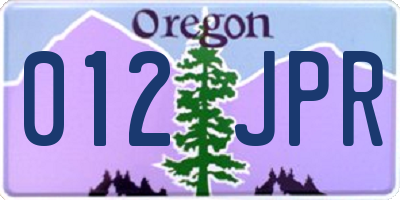 OR license plate 012JPR