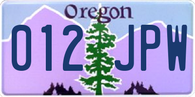 OR license plate 012JPW